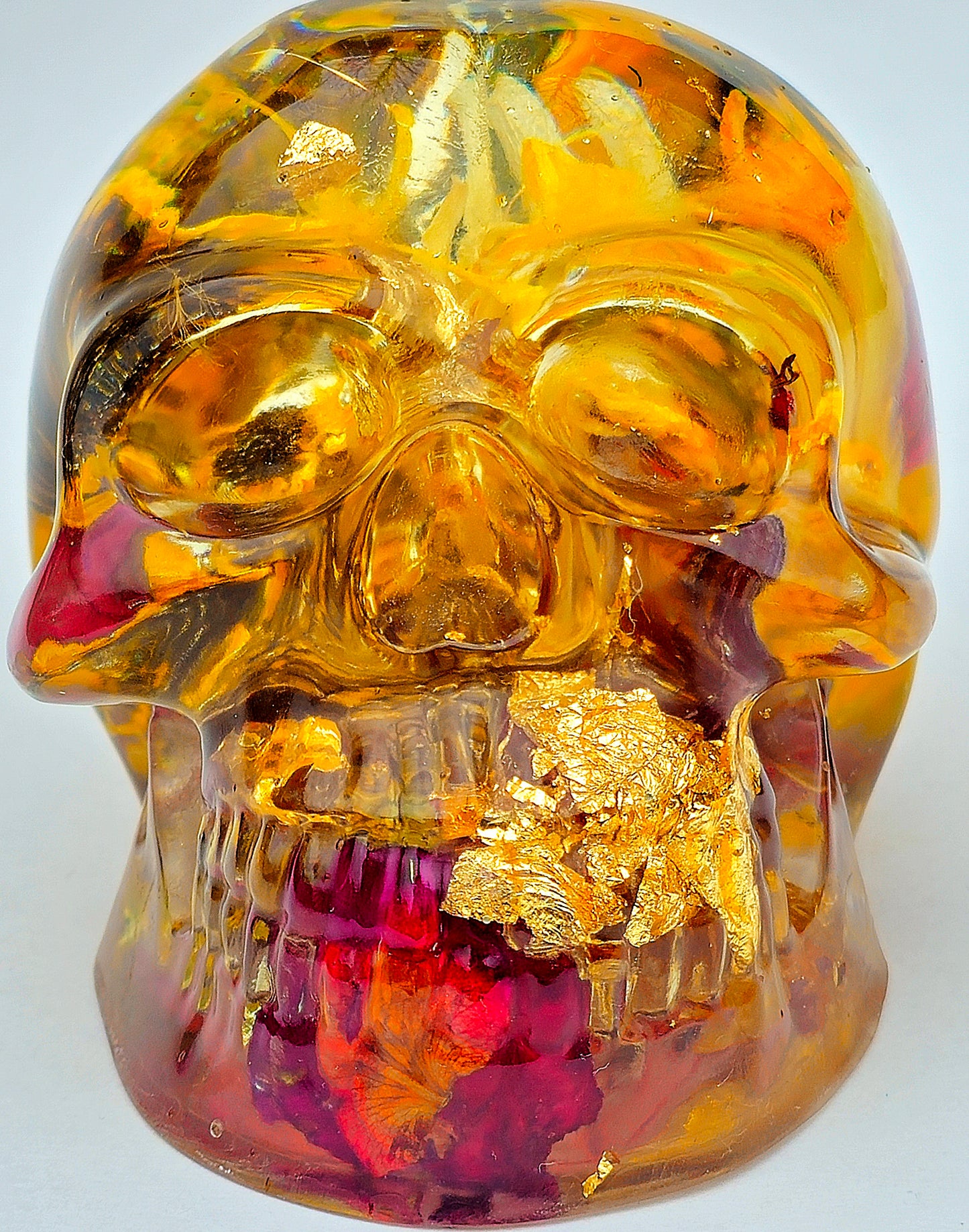 SOLD #0106 Handmade Resin Skull - Beautiful Sunflowers