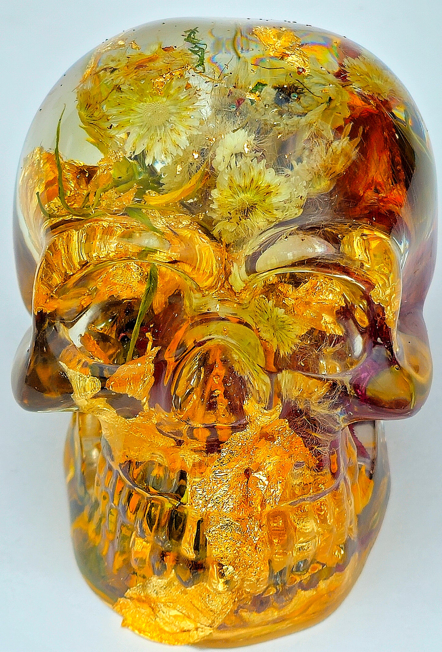 *SOLD* #0108 Handmade Resin Skull - Wild rose with mixed flowers