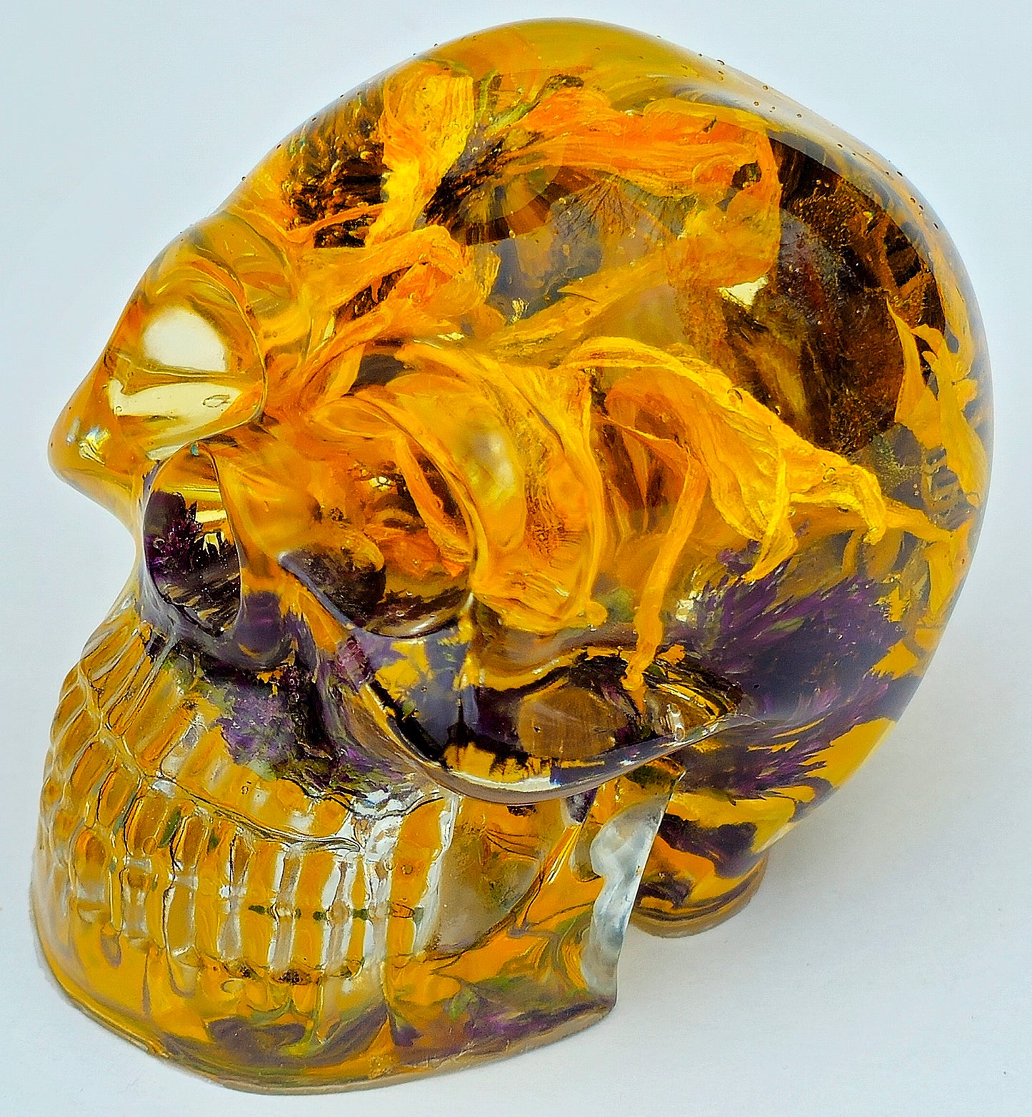 SOLD #0109 Handmade Resin Skull - Sunflowers