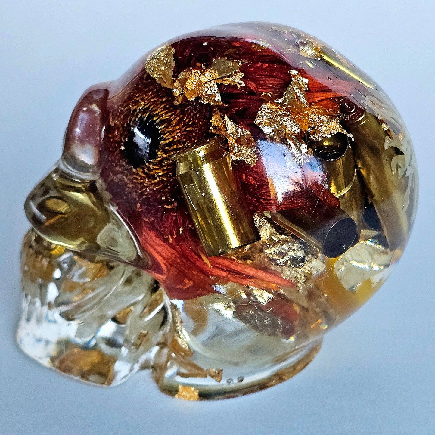 SOLS #0197 Handmade Resin Skull - Mixed wild flowers and brass