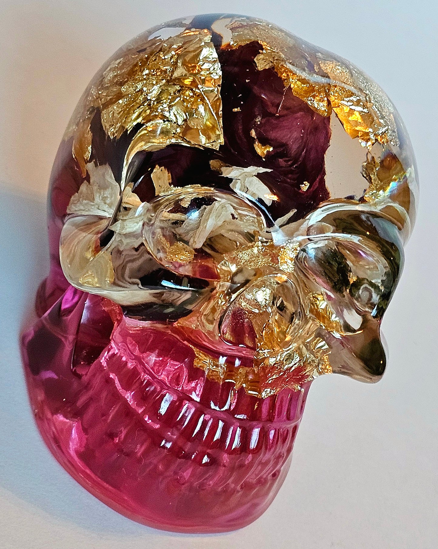 SOLD #0205 Handmade Resin Skull - Mixed wild flowers and brass