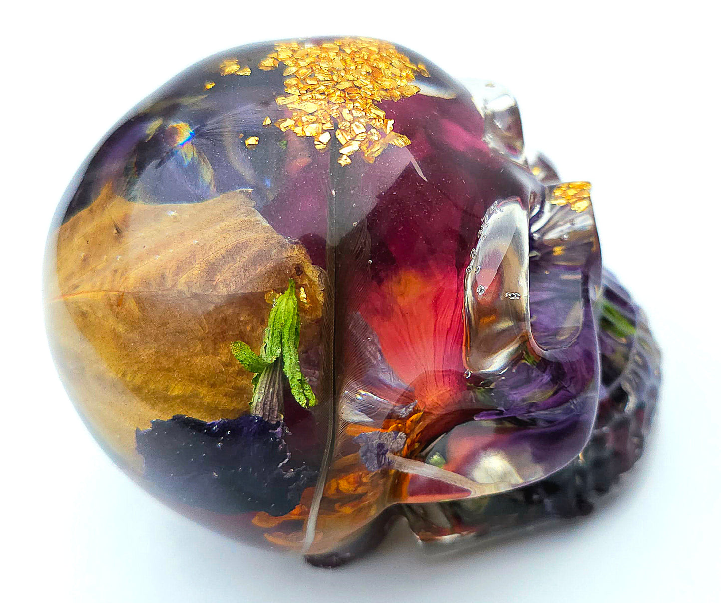 *SOLD*Handmade Resin Skull - With a wild flower mixture plus some other goodies in mixed in.