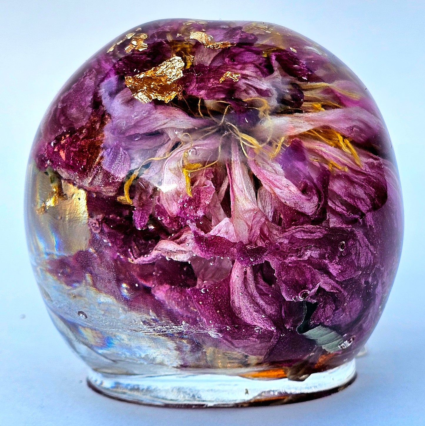 SOLD - Handmade Resin Skull - Large Wild Rose also has gold accents