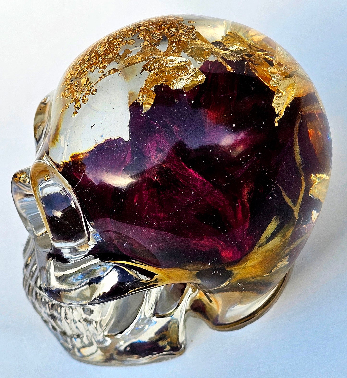 SOLD Handmade Resin Skull -  Large roses, and flowers shell casings in hand poured resin.
