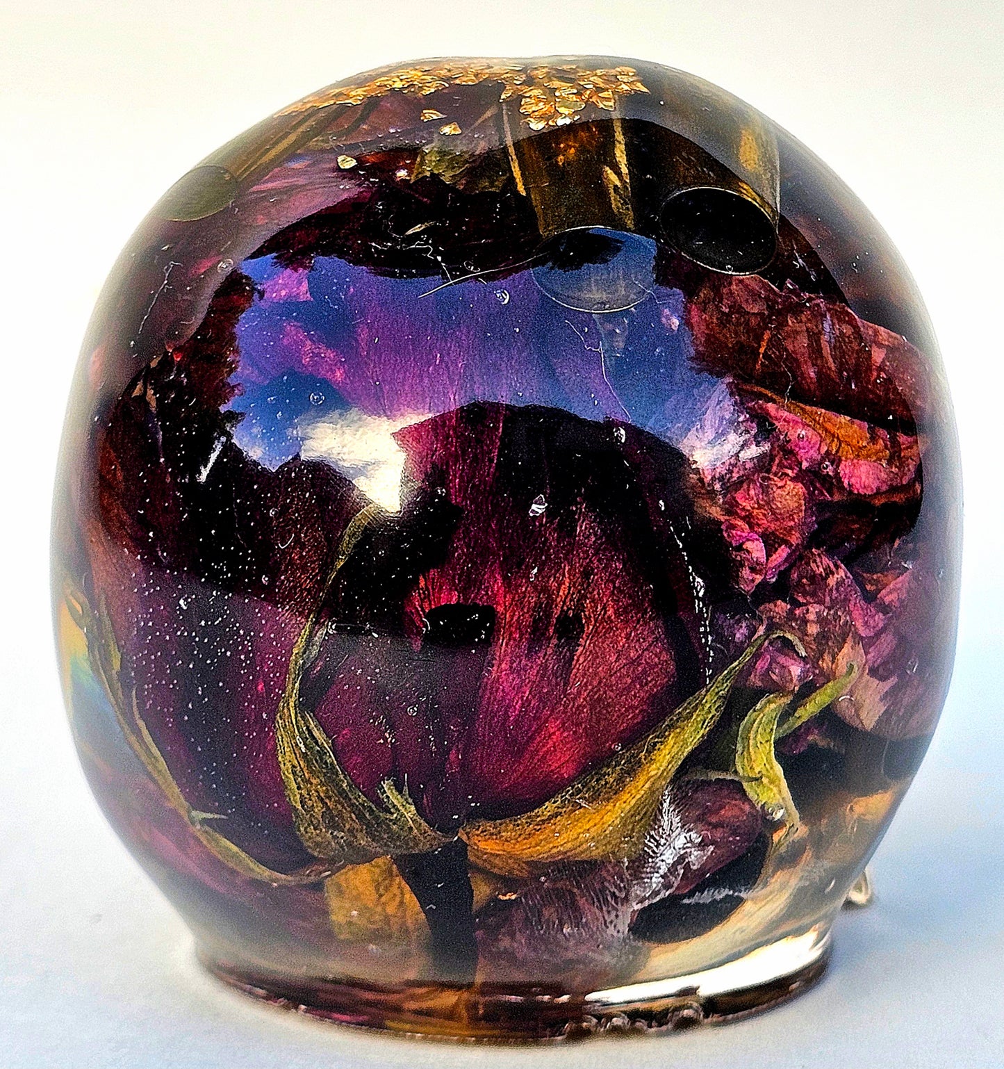 SOLD Handmade Resin Skull -  Large roses, and flowers shell casings in hand poured resin.