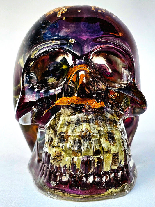SOLD #0070 Handmade Resin Skull - Wild Roses with mixed flowers