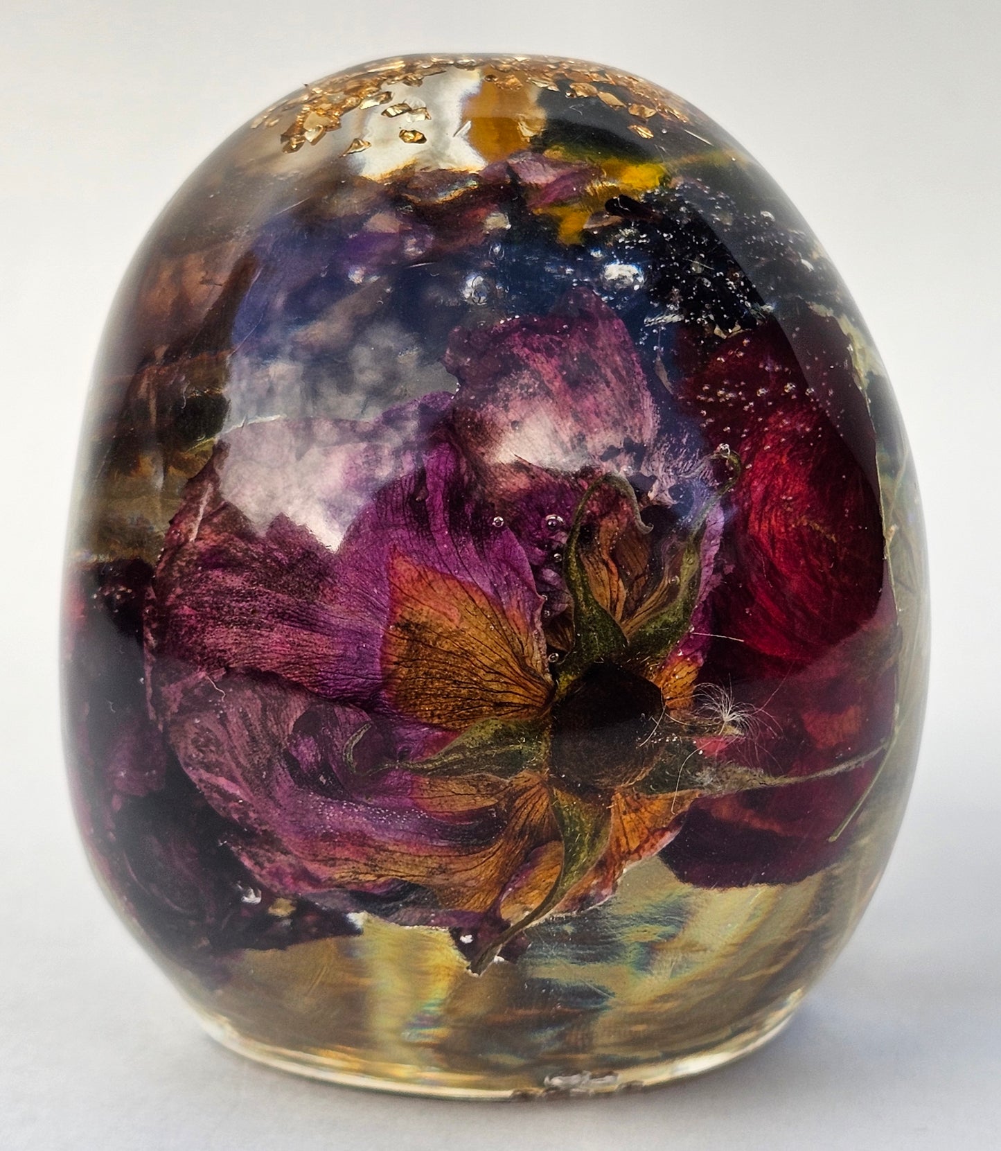 SOLD #0070 Handmade Resin Skull - Wild Roses with mixed flowers