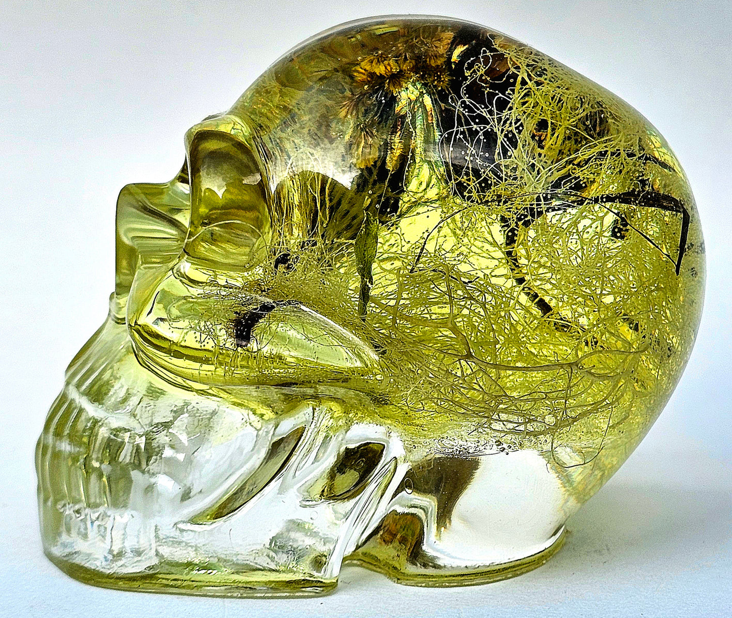 SOLD #0071 Handmade Resin Skull - Mixed tree old man's beard, tree bark