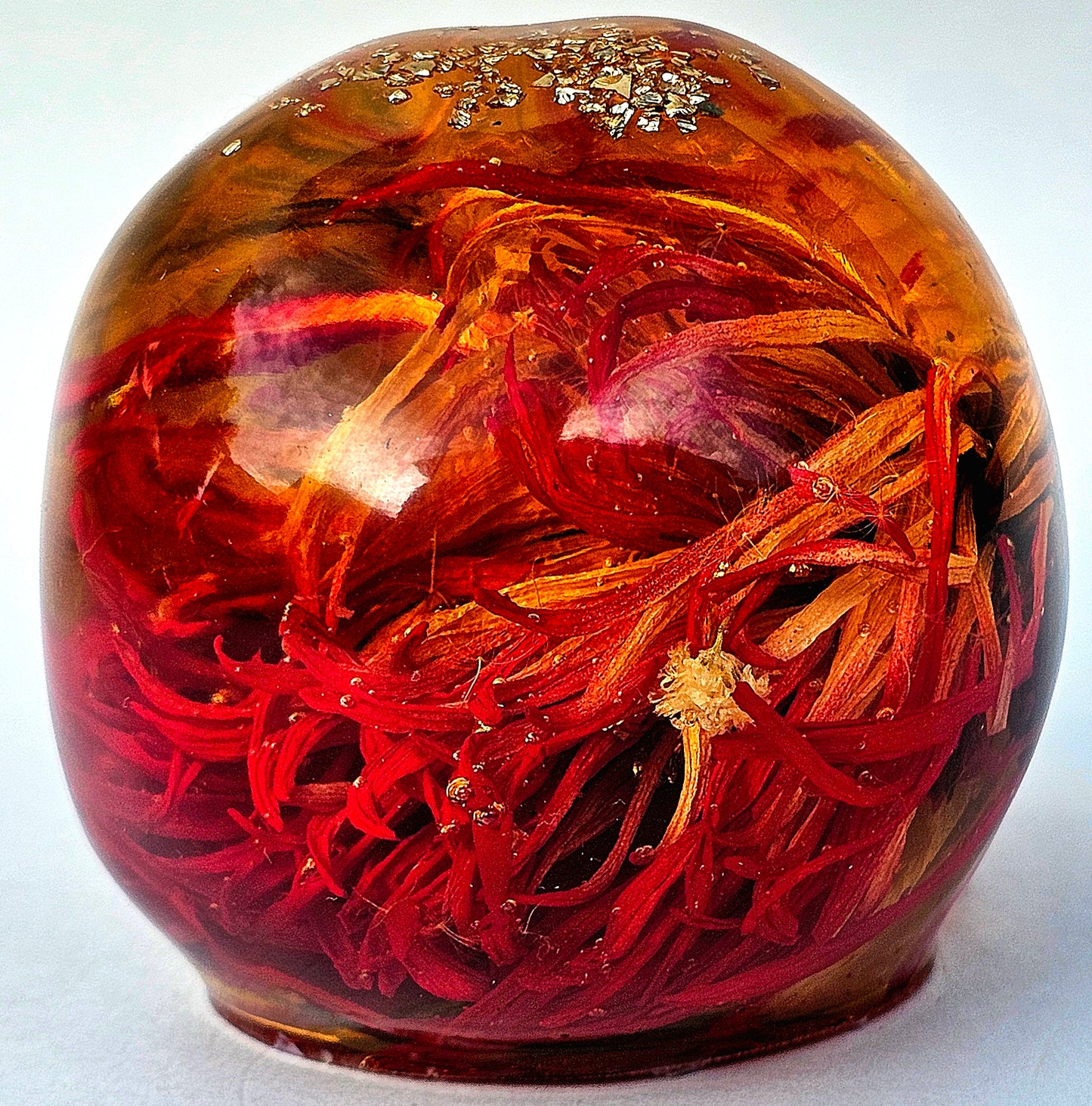 SOLD #0072 ! SPECIAL EDITION ! Handmade Resin Skull - Large red Aster flower