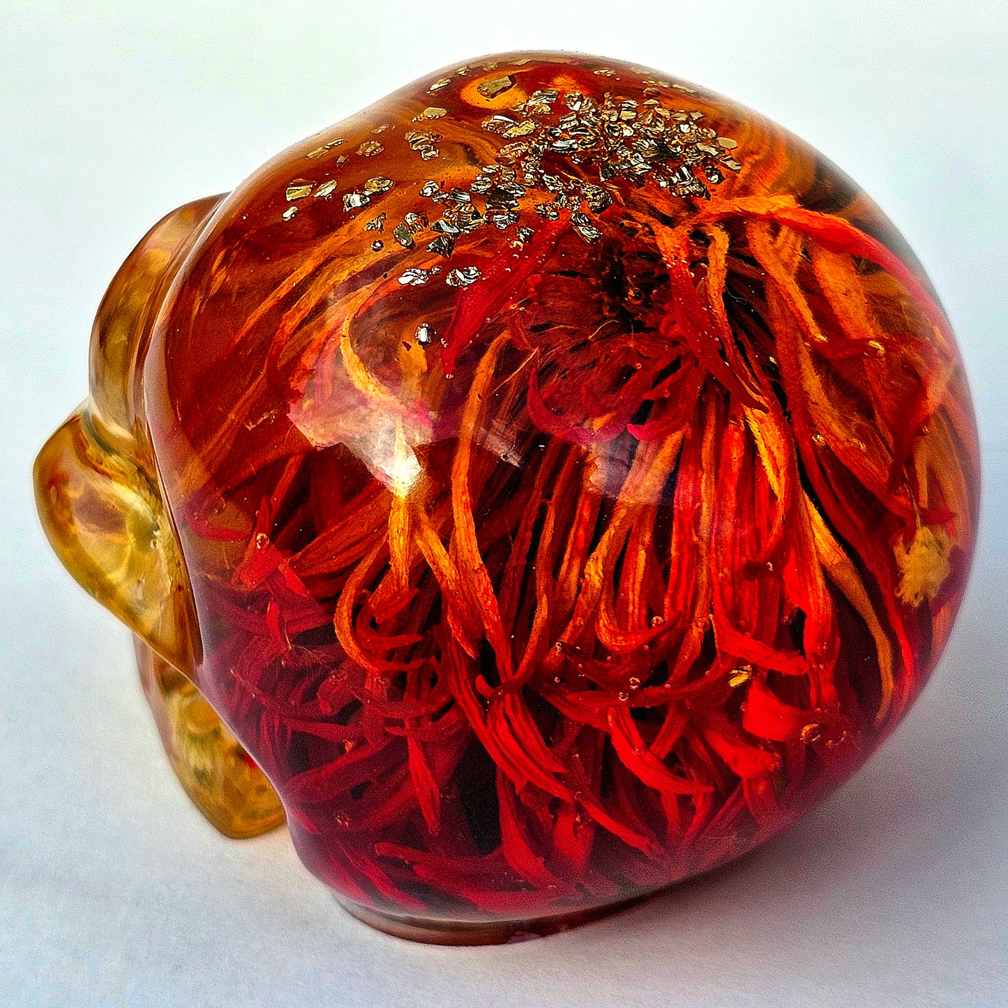 SOLD #0072 ! SPECIAL EDITION ! Handmade Resin Skull - Large red Aster flower