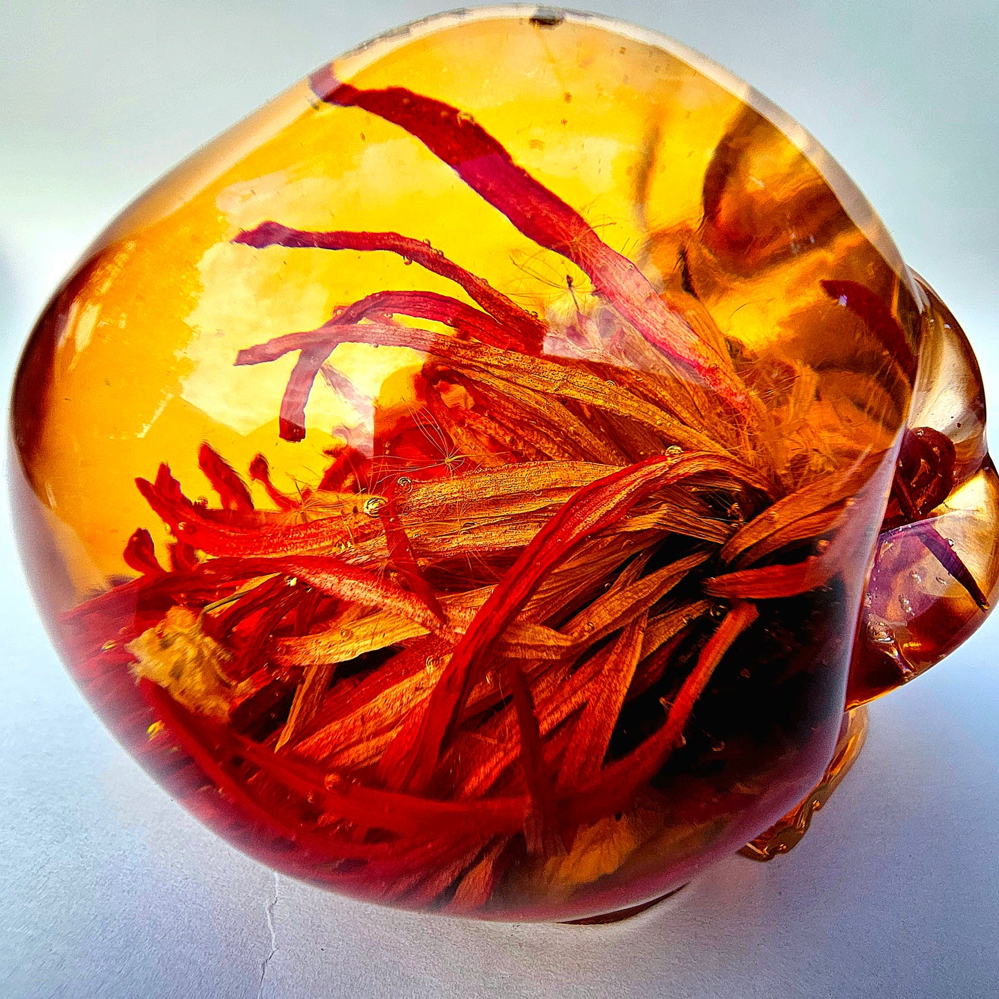 SOLD #0072 ! SPECIAL EDITION ! Handmade Resin Skull - Large red Aster flower