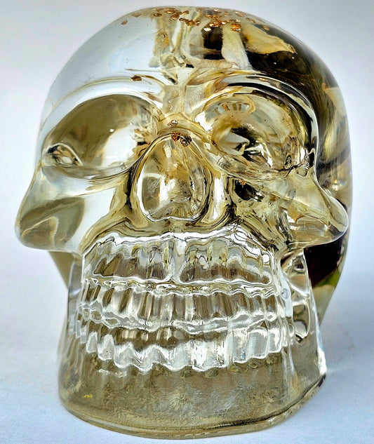 SOLD #0073 Handmade Resin Skull - Large mixed white flower