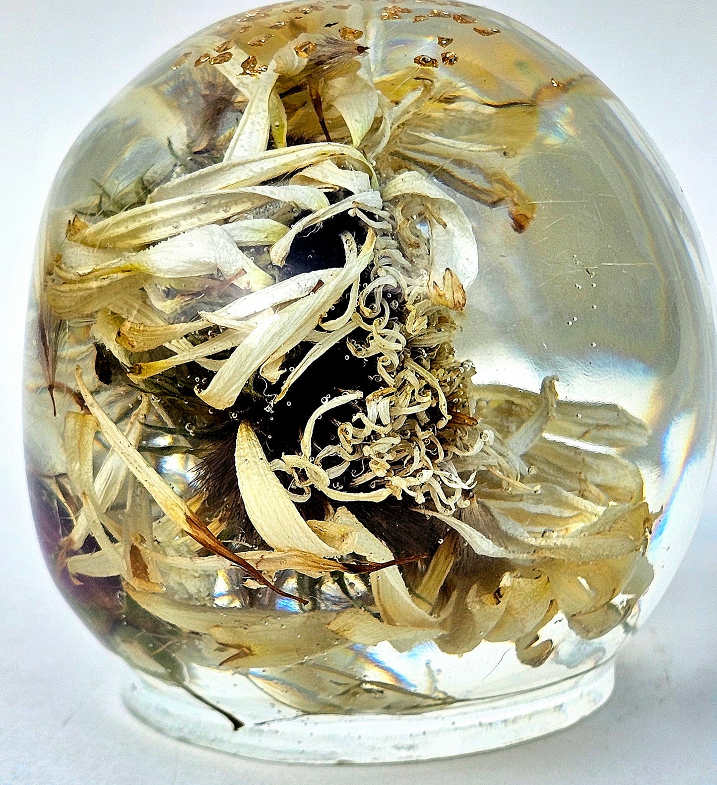 SOLD #0073 Handmade Resin Skull - Large mixed white flower