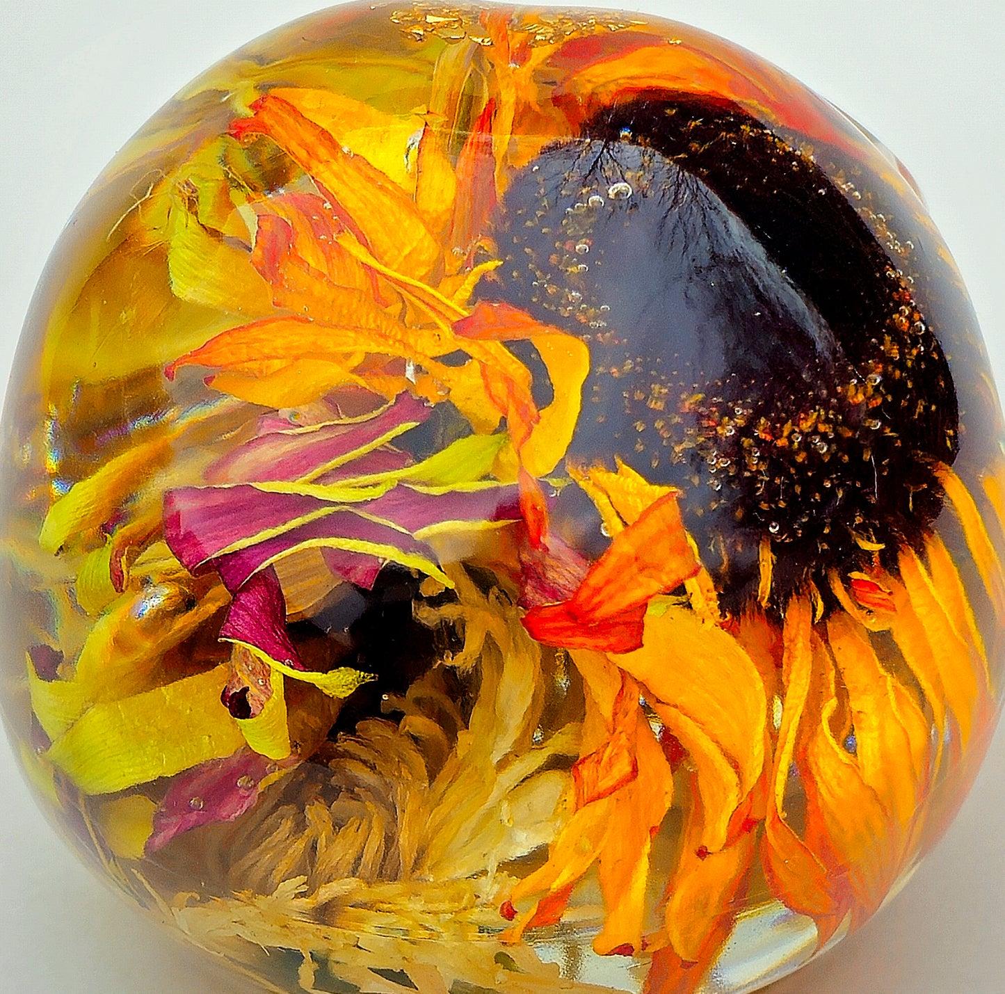 SOLS #0102 Handmade Resin Skull - Large Sunflowers with mixed white flowers