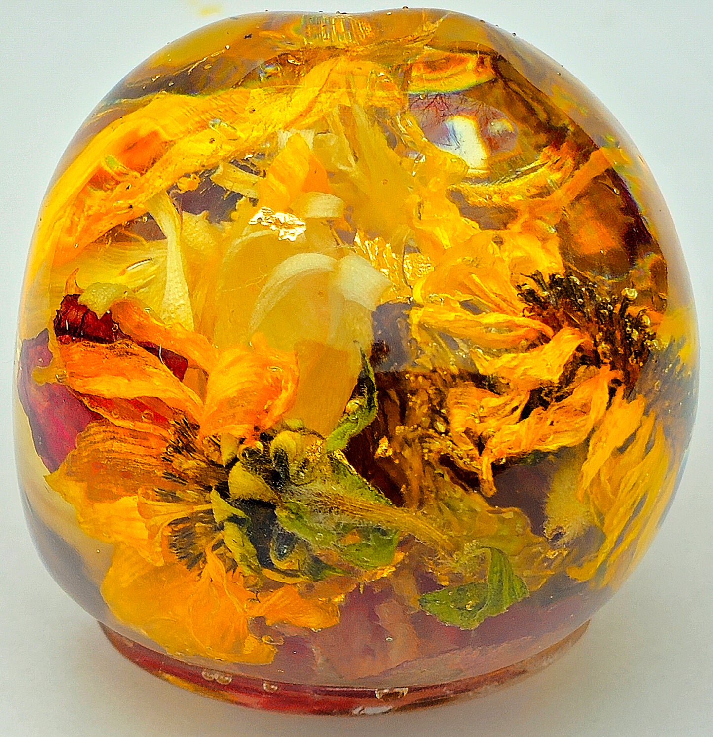 SOLD #0106 Handmade Resin Skull -  Beautiful Sunflowers