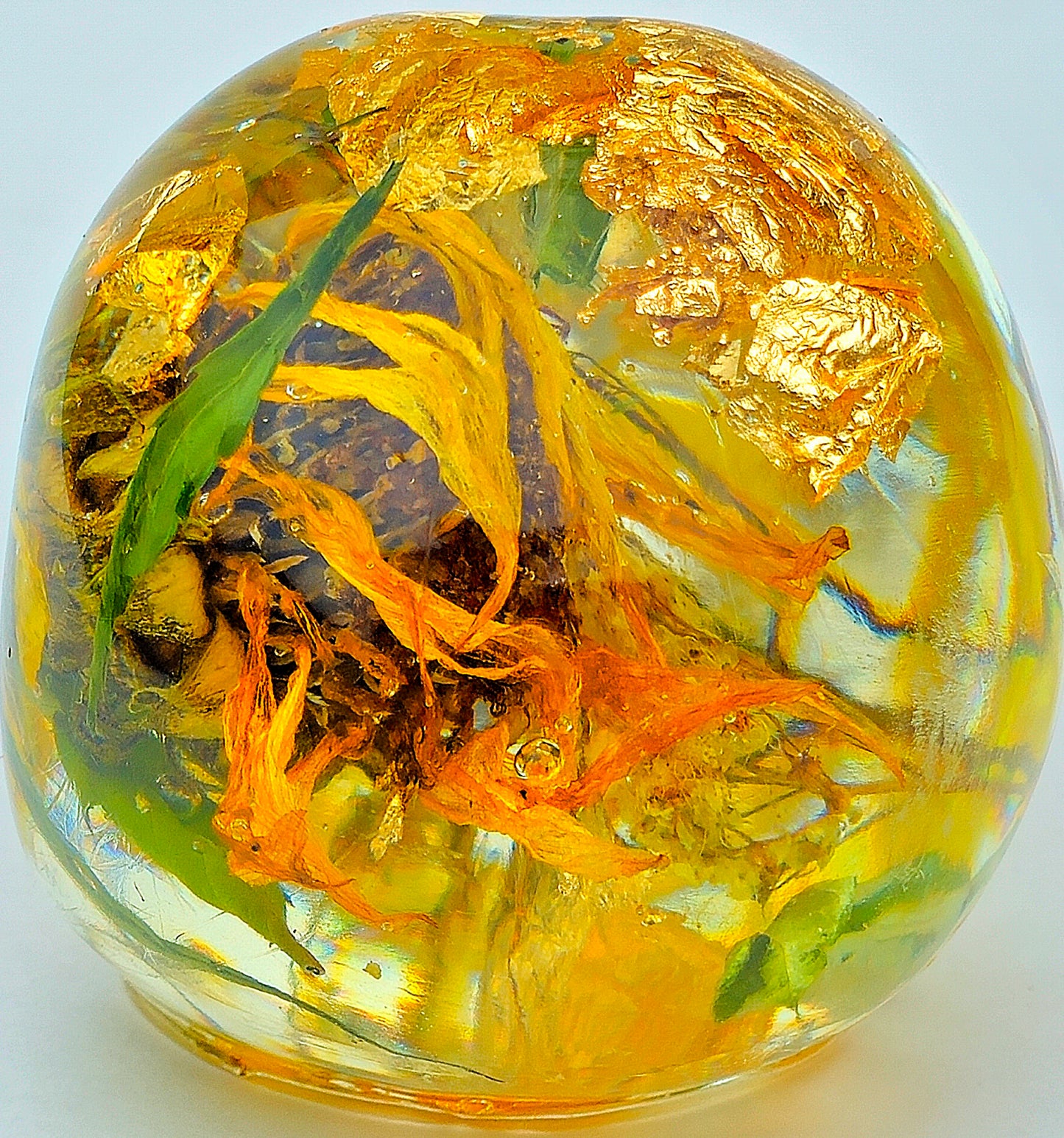 SOLD #0107 Handmade Resin Skull -  Beautiful Sunflowers
