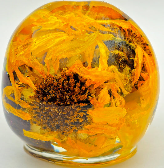 SOLD #0109 Handmade Resin Skull -  Sunflowers