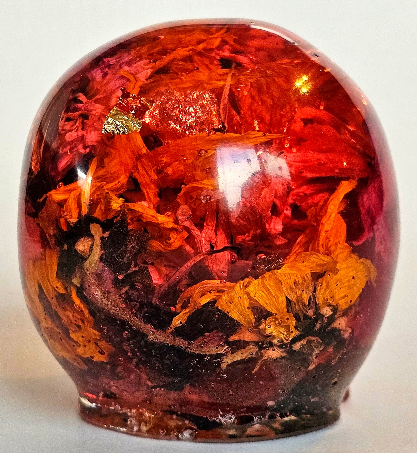 SOLD #0190 Handmade Resin Skull - Mixed wild flowers, with red dye
