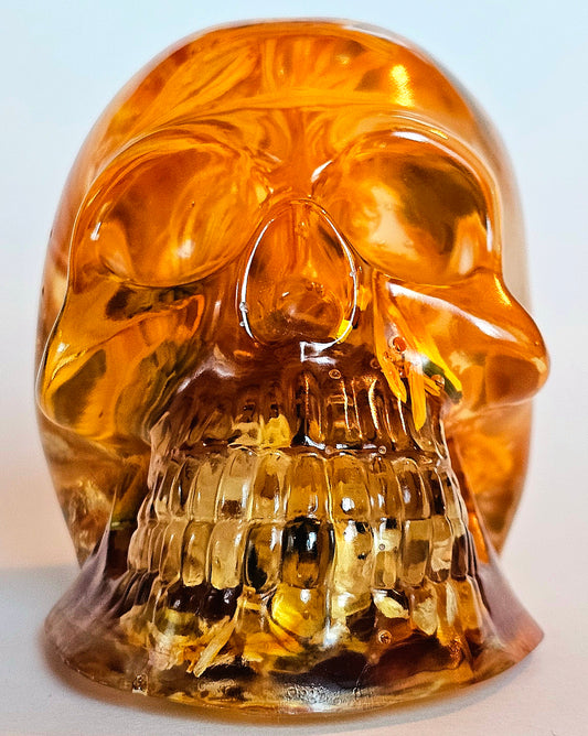 SOLD #0203 Handmade Resin Skull - Mixed wild flowers and brass