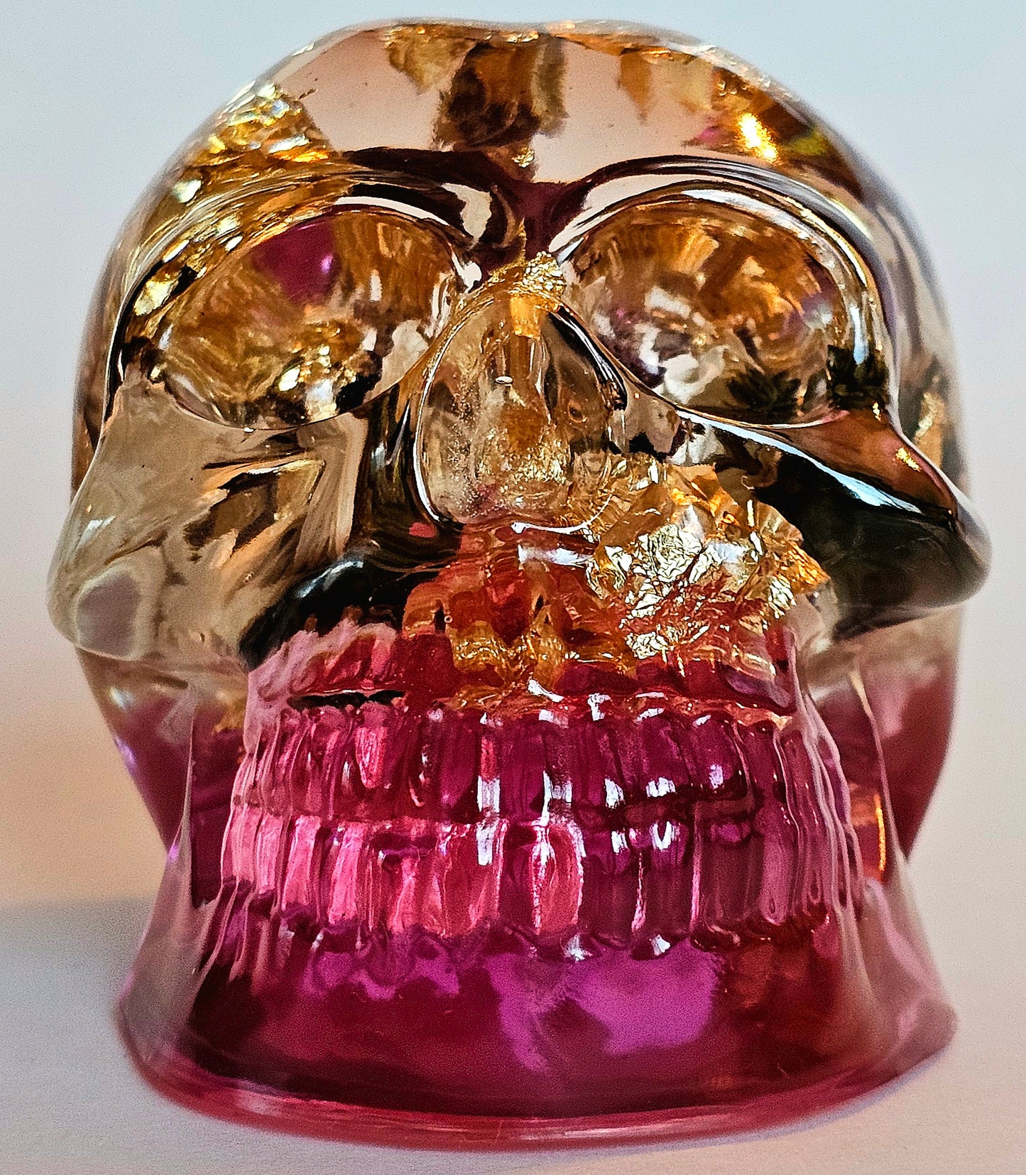 SOLD #0205 Handmade Resin Skull - Mixed wild flowers and brass