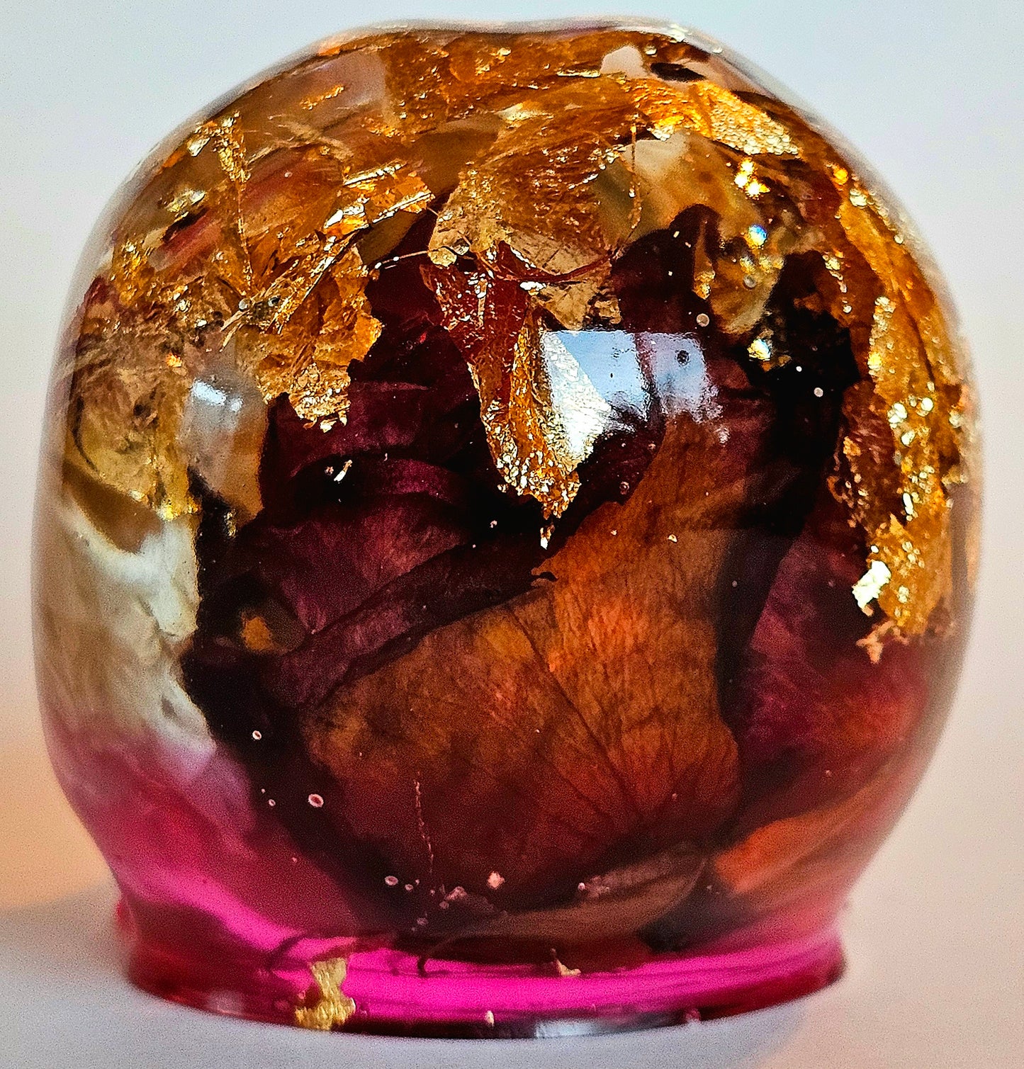 SOLD #0205 Handmade Resin Skull - Mixed wild flowers and brass