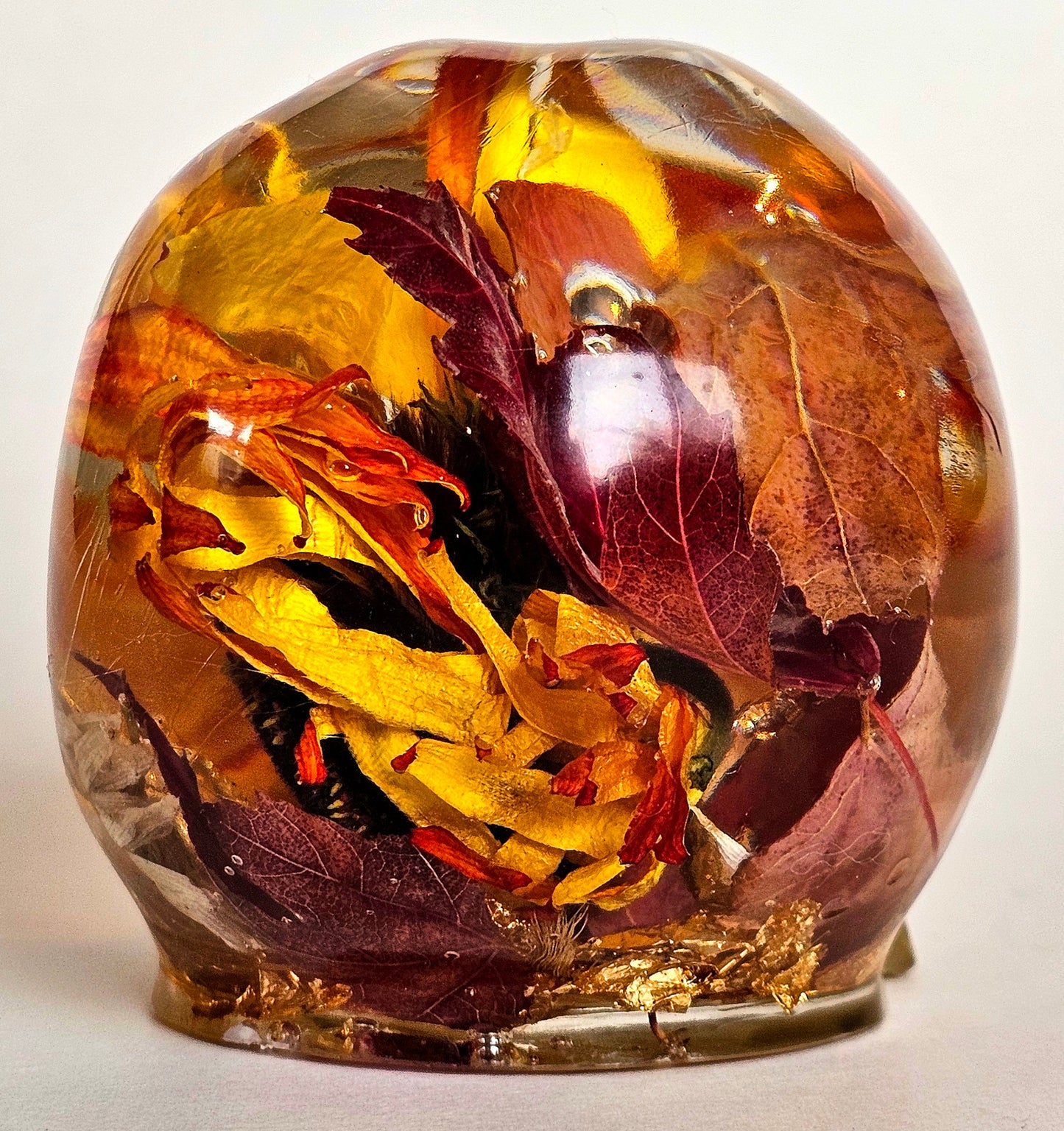SOLD #0210 Handmade Resin Skull - Mixed wild flowers and brass