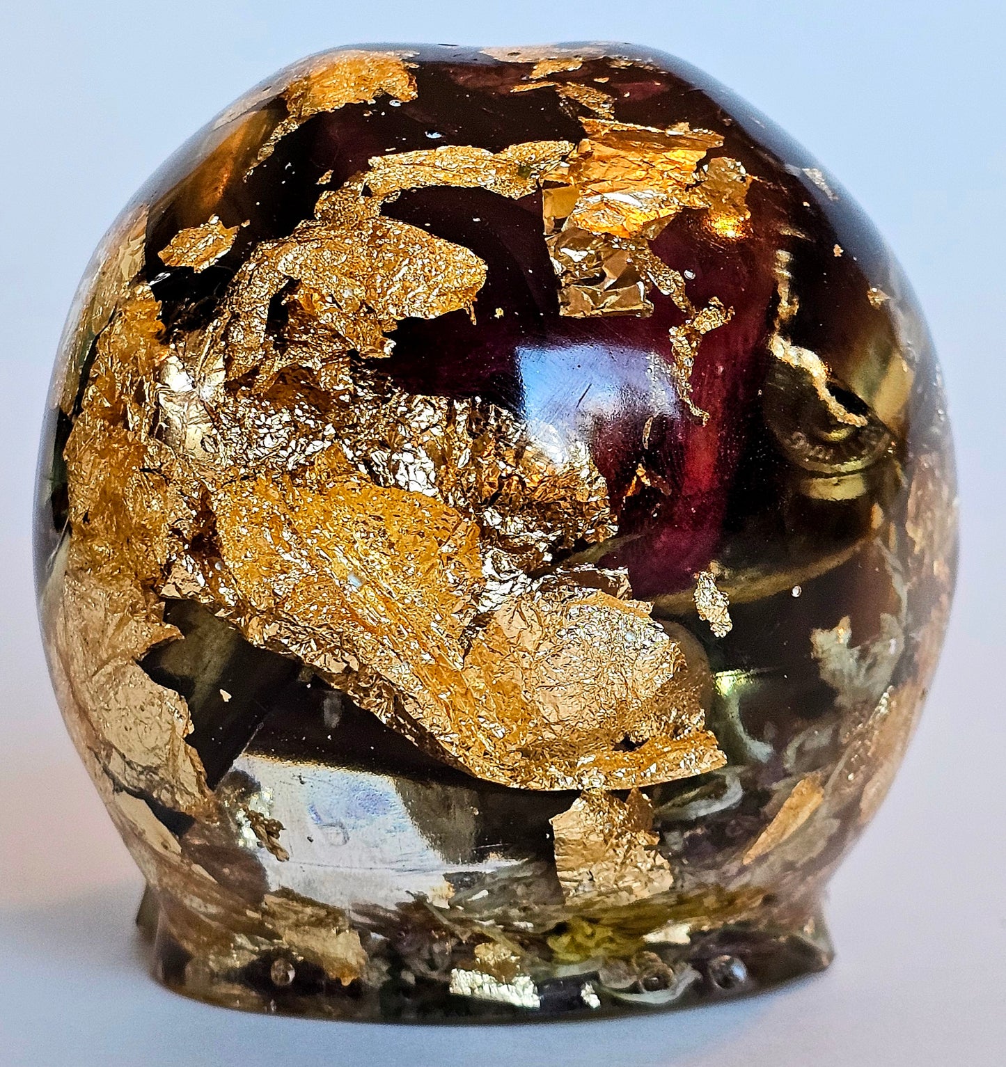 SOLD #0209 Handmade Resin Skull - Mixed wild flowers and brass