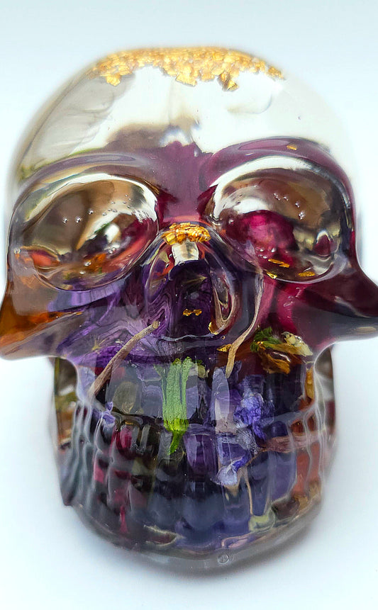 *SOLD*Handmade Resin Skull - With a wild flower mixture plus some other goodies in mixed in.