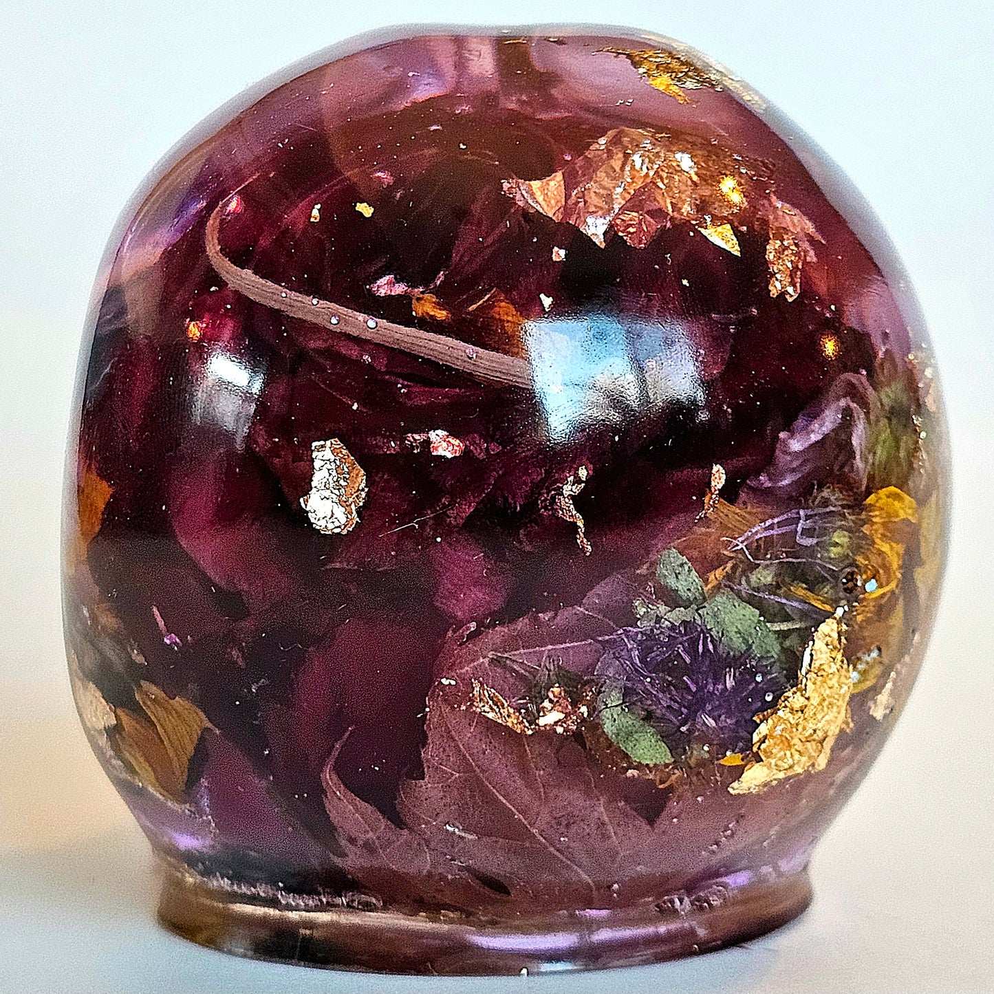 #0211 Handmade Resin Skull - Roses with mixed flowers and gold