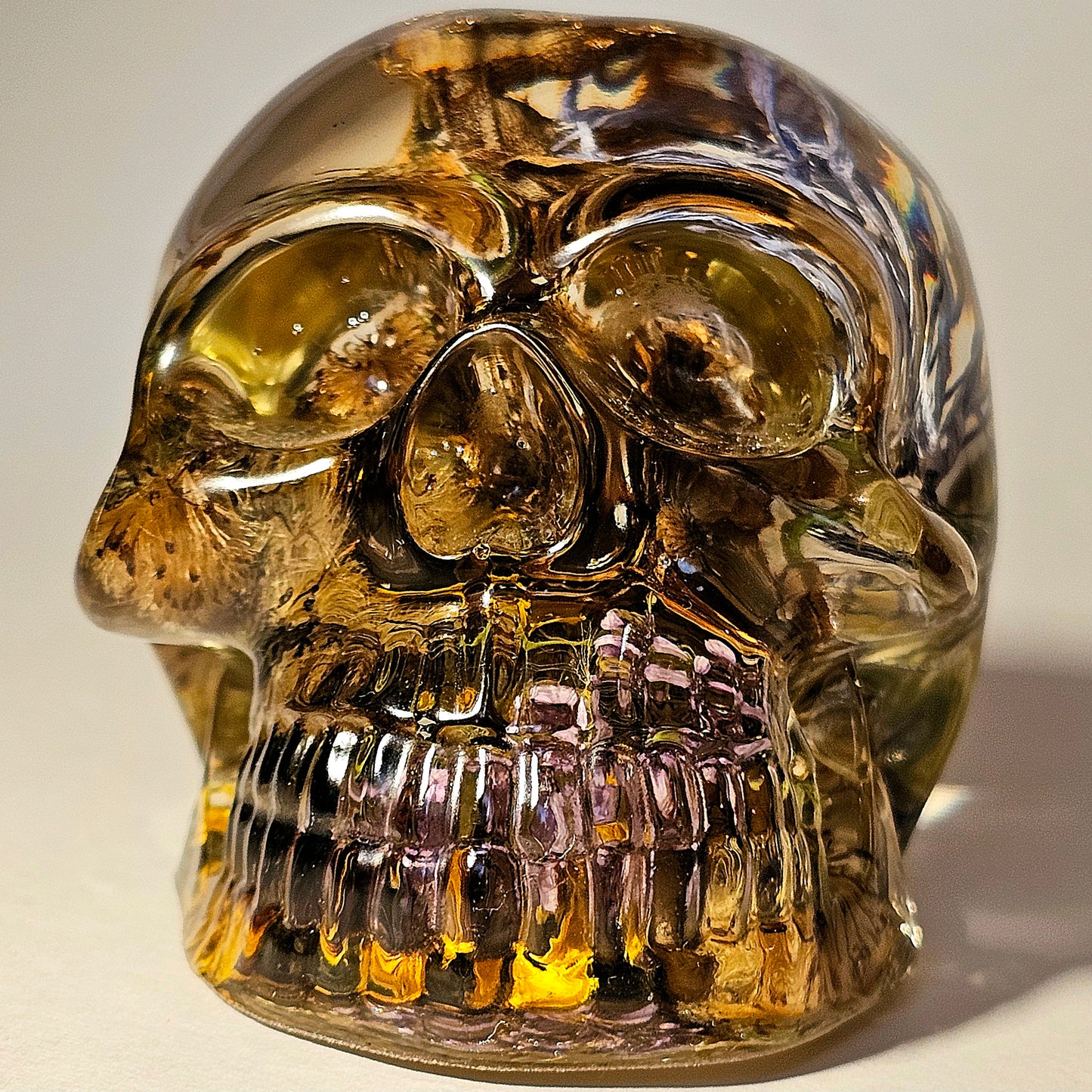 #0254 Handmade Resin Skull -  Wild Sunflowers, mixed other