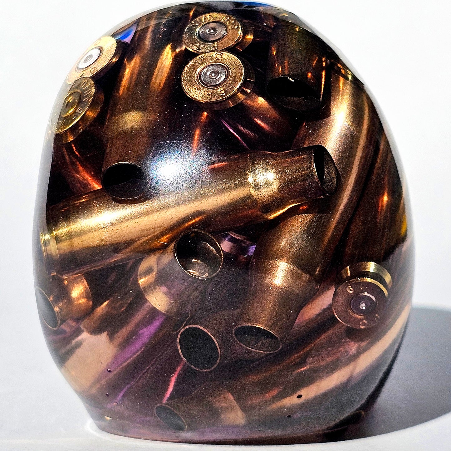 #0284 - Handmade Resin Skull - Mixed large calibre brass, in a light purple resin.