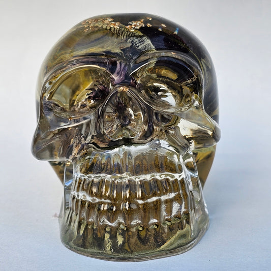 #0059 Handmade Resin Skull - Mixed sun flowers various pedals